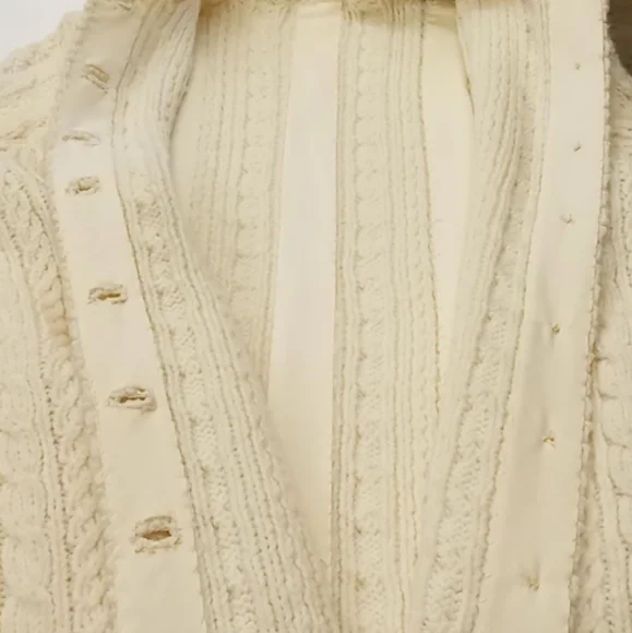 Vintage Ivory Cable Knit Sweater Coat - Picture 10 of 10